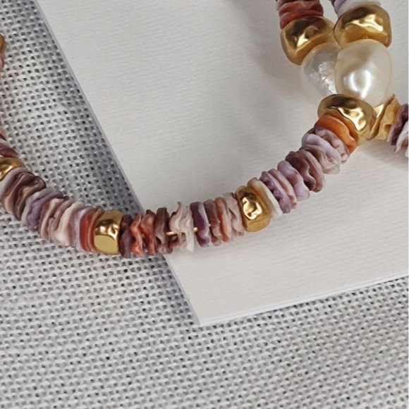 Kendra Scott Lila Vintage Gold Hoop Earrings in Pastel Shells - Picture 5 of 9